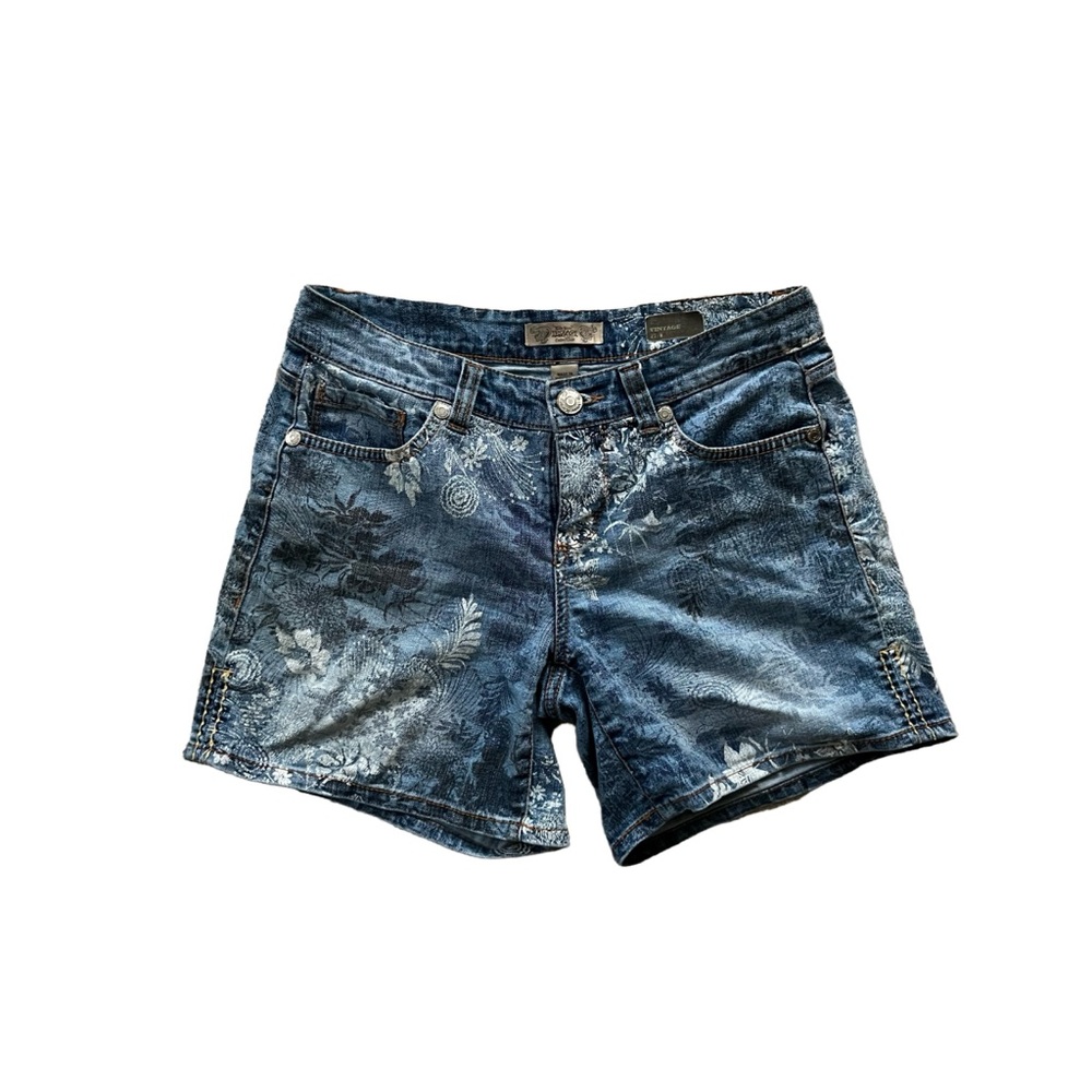 🟢Nine West Vintage America Distressed Floral Patterned Denim Shorts